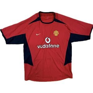 Manchester United Nike Vodafone Home Jersey 2002-2004 Red Soccer Shirt Men Large